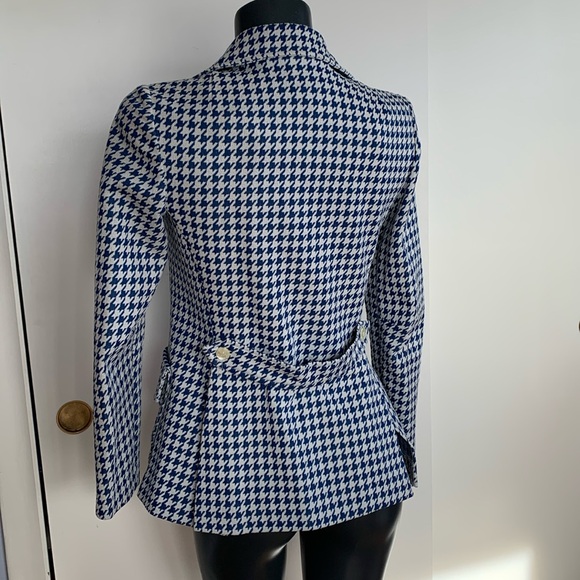 Vintage 1970's White STage Polyester Blazer - Blue & White Houndstooth - Picture 3 of 12
